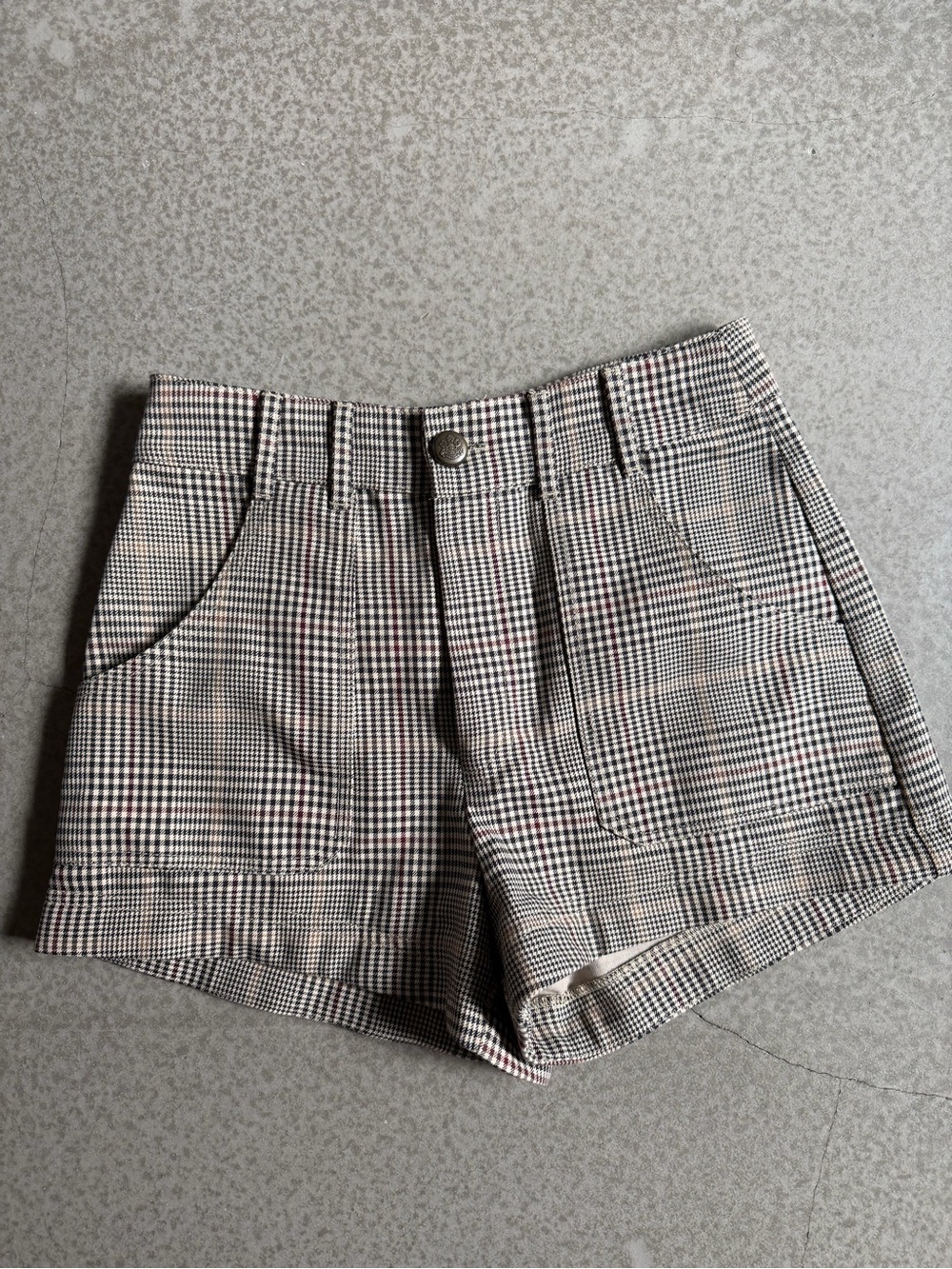 Zara Plaid High-Waist Shorts in Black and White